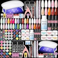 PEACECOLOR Acryl Nagelset Starterset Komplet mit UV Lampe 6W,34PCS Acryl Pulver und 30ML Acryl Liquid Set,4 Farben Gel Nagellack,Nagelset Acryl Set Anfänger