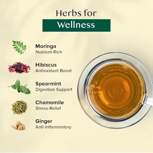 VAHDAM Set Regalo Tés Herbales | 36 Bolsitas, 6 Sabores | Cúrcuma Cítricos Jengibre, Cúrcuma Manzanilla, Hibisco, Moringa, Menta Verde, Jengibre | Sin Cafeína y No-OGM | Regalo Mujer y Hombre - imagen 4