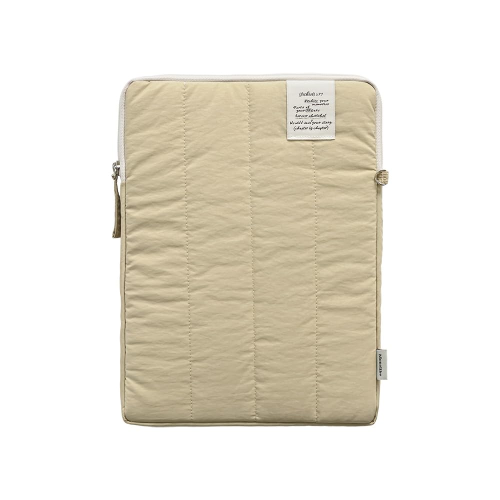 Monolike Archive 247 Cushion Tablet Pouch 11inch, Beige - Padded Protective Sleeve for iPad Pro/Air, Soft Vintage Style Case