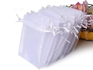 200 Pcs 4x6 Inches Organza Bags Mesh Gift Bags with Drawstring Drawstring Bags Little Gift Bags Favor Bags Sheer Drawstring Organza Jewelry Pouches Wedding Party Christmas Birthday Favor Gift Bags White