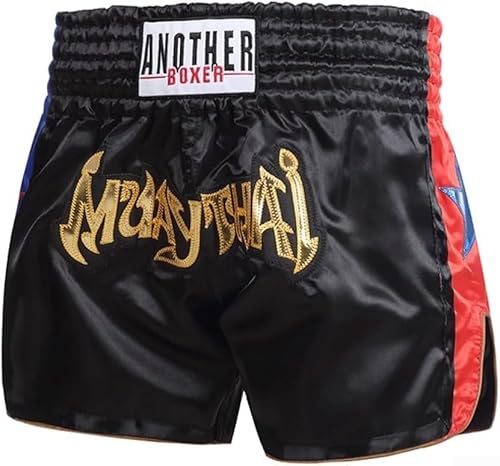 Besttoolifes Short de Muay Thai, MMA, arts martiaux, lutte, kickboxing, cage de combat, gym pour homme et femme, avec une coupe décontractée et une respirabilité (taille XL, noir)