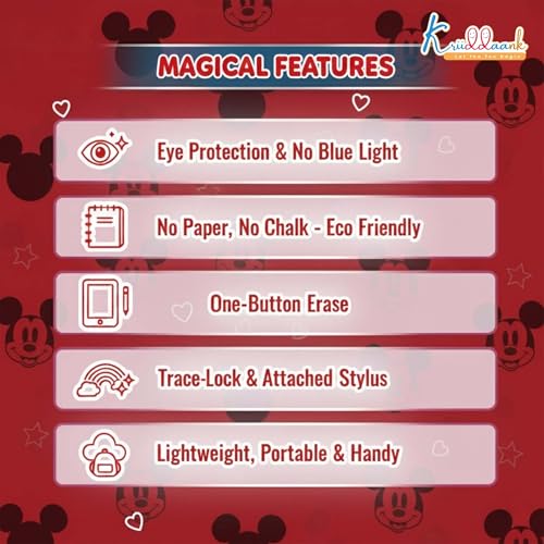 Image of Mickey Disney LCD Writing Magic Tablet 9 Inch, Electronic Drawing Pad for Kids, Toddler Travel Doodle Board, Preschool Early Education Toy, Birthday Gift for Boys & Girls 3-9 Years (Red)