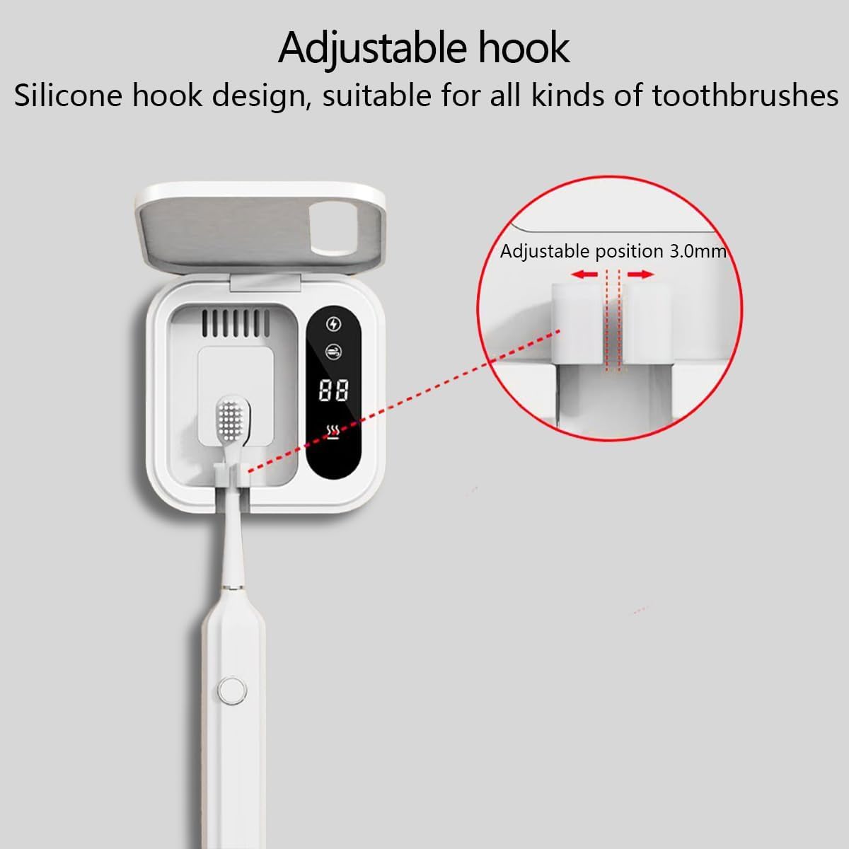 Sterilizzatore Spazzolini Da Denti Uv Disinfettante Per Spazzolini A Basso Rumore, Sterilizzatore Per Spazzolini 1000mah Scatola Portatile Per Asciugatura E Disinfezione, Bianco
