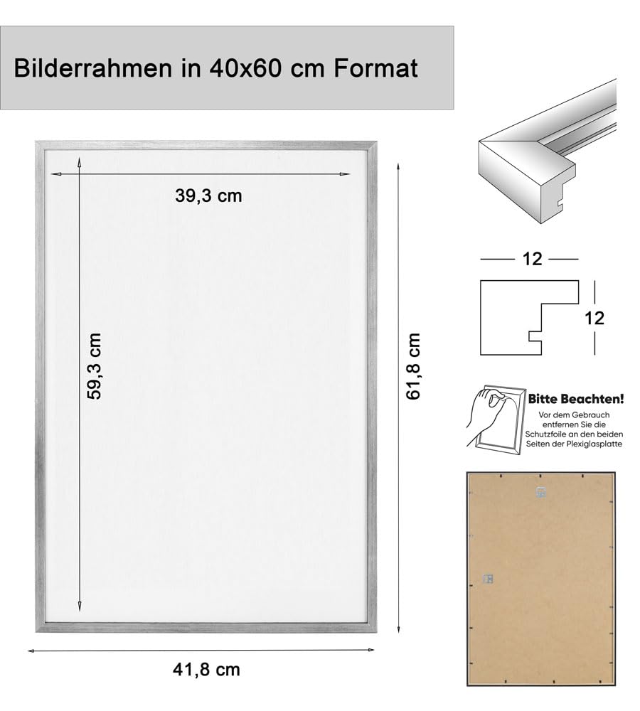 Holz Bilderrahmen Plexi Foto Rahmen Collage Wanddeko Poster S111: Farbe: Schwarz | Format: 40x60