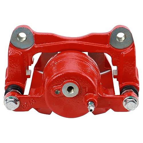 Image of TRQ Front Brake Caliper Set Painted Red Brackets Compatible with 2003-2008 Pontiac Vibe 2003-2008 Toyota Corolla Matrix