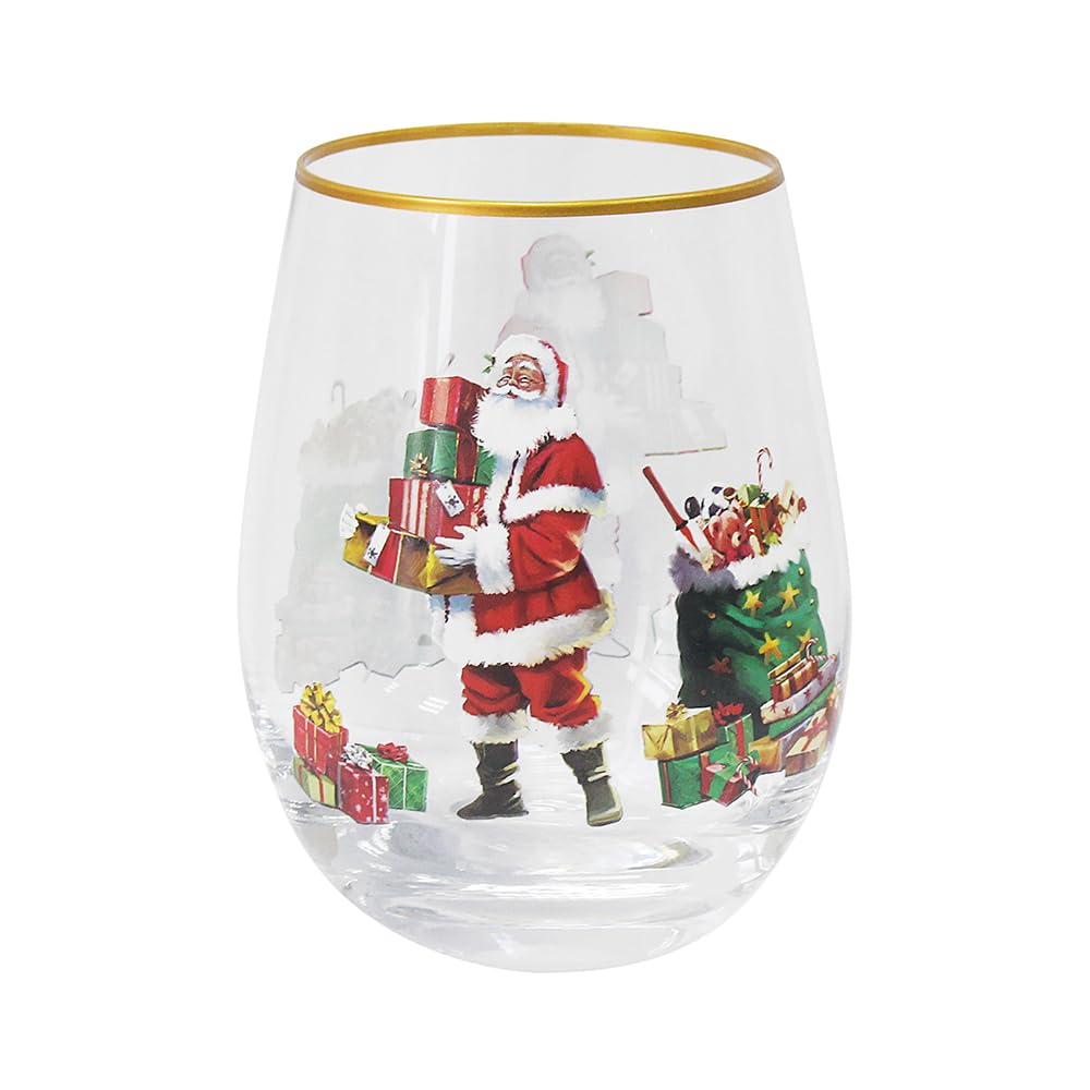 Vaso sin tallo de Papá Noel que evita caídas en cenas y restaurantes