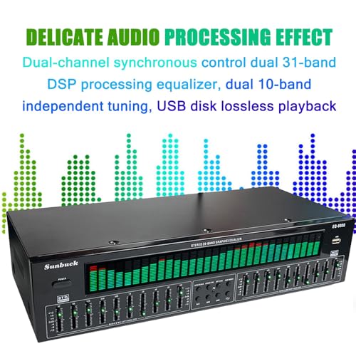 Equalizzatore audio stereo digitale a 31 bande con doppia sintonia indipendente a 10 segmenti e 12 modelli di ritmo per musicisti e appassionati di audio