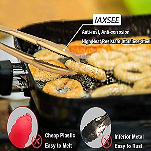 2-Pack 9 Inch Stainless Steel Gold Salad Tongs, Non-slip & Easy Grip Smart Locking Clip Handy Utensil for Cooking, Serving, Barbecue, Buffet, Salad, Ice, Oven - Image 3