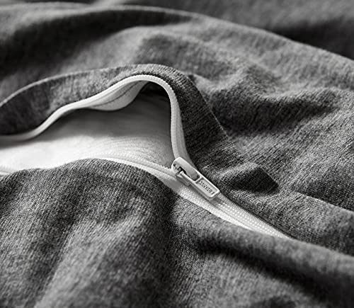 Dreamsunset Jersey Knit Duvet Cover Set, Full Queen Size,100% Super Soft T-Shirt Cotton, Comfy Heather Design, Zipper Closure, Dark Grey, (1 Comforter Cover + 2 Pillow Case) #TOP5