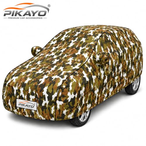 Image of Waterproof Car Body Cover for Suzuki Baleno 1.2 with Mirror and Antenna Slot, Soft Cotton Lining, Triple Stitched (Heat Resistant Metallic Comouflage Jungle with Piping)