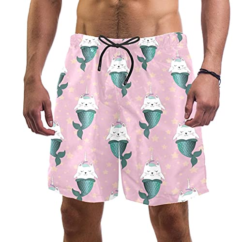 Short de plage à séchage rapide pour hommes avec motif licorne