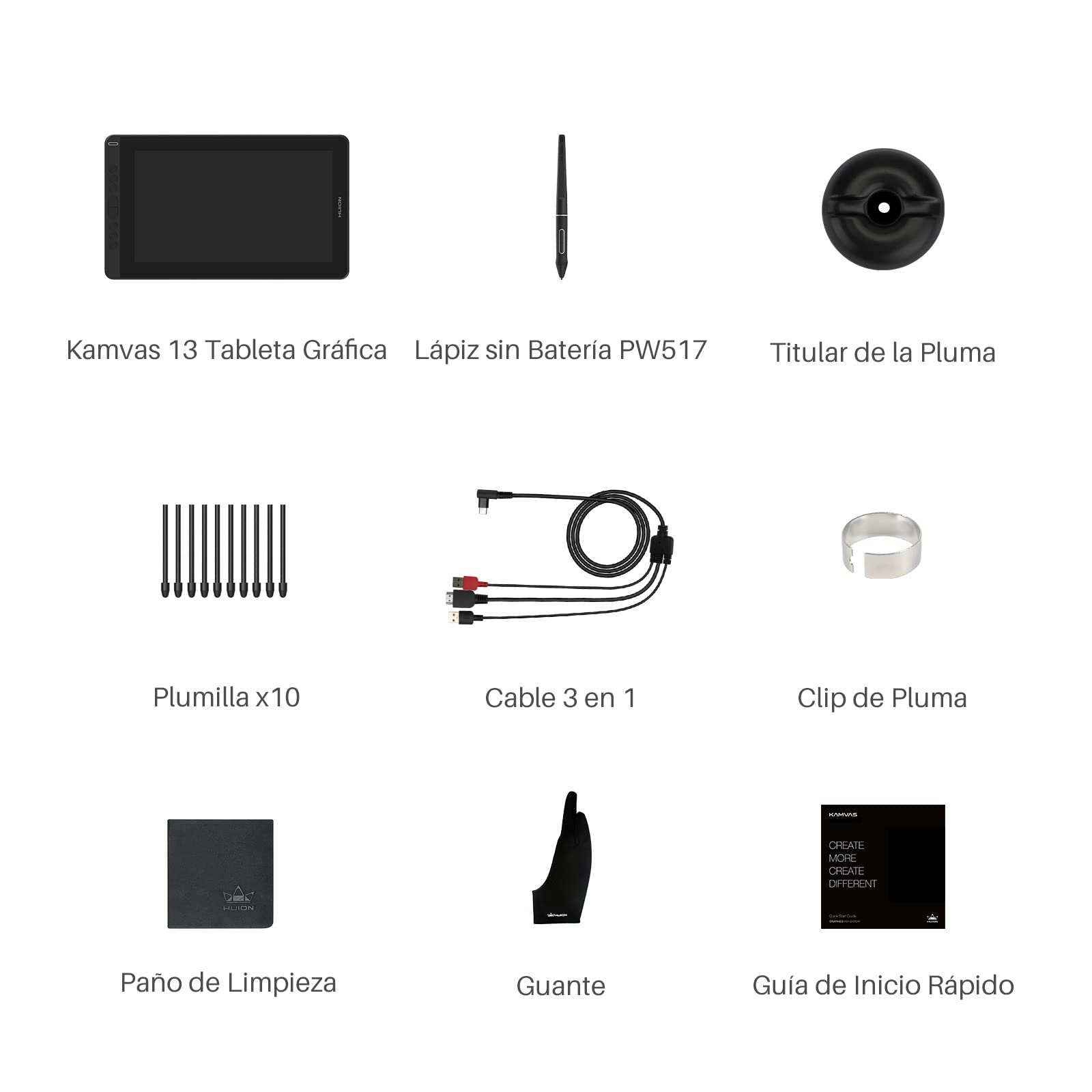 HUION Kamvas 13 Tableta Grafica, Tableta Digital Grafica con Pantalla Laminada Completa de 13,3 Pulgadas, 8 Teclas de Acceso Directo, Compatible con Android,para Educación a Distancia y Trabajo,Negro