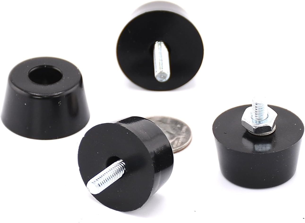 1” Diameter x 3/4” Height Rubber Feet, Bumpers, Recessed Washer, Includes Mounting Hardware for Electronics, Stereo Receivers, Equipment, Non Scratching and Marring (8)
