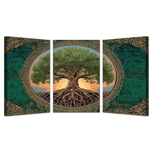 Affiche tableau décoration murale salon lot de 3 impressions toile arbre de vie
