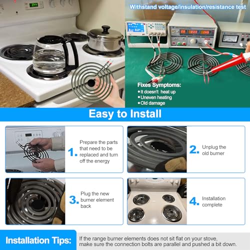 UPGRADED MP21YA 8" Electric Stove Burners Compatible with Kenmore Maytag Norge Whirlpool Stove Element Coil,MP22YA Stove Coil Electric Range Burner Element Replacement Parts Stove Top Burner (2 Pack) by S-Union - Used condition - Image 6