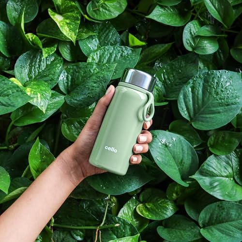 Image of Cello Glitz Thermosteel Flask, 300ml, Pista | 24 Hours Hot and Cold Stainless Steel Bottle | Flask for Tea Coffee | Ideal for Office, Gym, Home, Kitchen, Hiking, Travel Bottle
