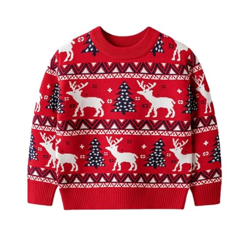 Kids Christmas Pullover 𝐔gly Xmas Long Sleeve Sweaters Kids Funny Santa Reindeer Print Knit Fall Winter Tops