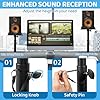 FREEAMG Set of 2 Desktop Clamp Speaker Stands with Height Adjustable, Clamp-on Speaker Stand with Adjustable Tilt Angle Tray of 0-12°, Studio Monitor Stand for Bookshelf Monitor Speakers(Black) #4