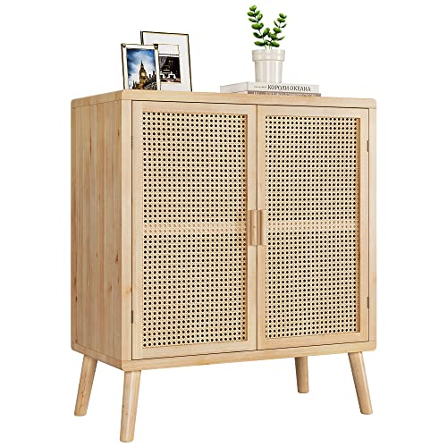 Homhougo Rattan Sideboard Buffet Cabinet, Accent Storage Cabinet With 2 Doors And Shelves, Boho Console Table Cabinets For Living Room, Kitchen, Dining Room #TOP25