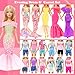 BARWA 70 Pack Doll Clothes and Accessories 3 Wedding Gown Dresses 5 Long Dresses Fashion Dresses 4 Tops 4 Pants 3 Swimsuits Bikini 5 Mini Dresses 15 Shoes Hangers Computer Cosmetic for 11.5 inch Doll