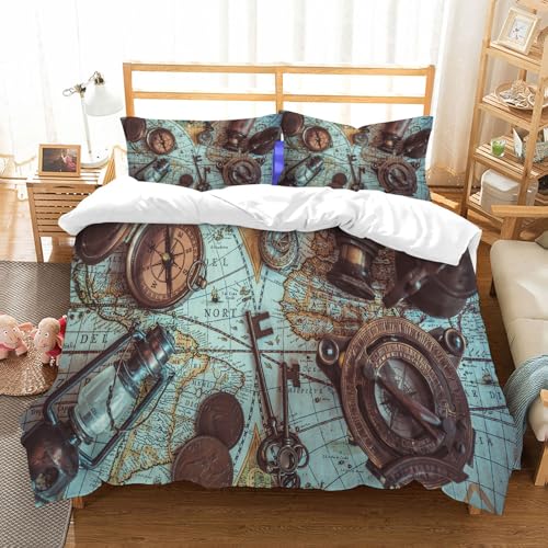 NIOYNJIS Ropa de Cama. Cubierta de Gran Comodidad,Hecha de algodón 100% Suave y Delicado,Muy amigable con la Piel,Brújula náutica con telescopio,178x208cm