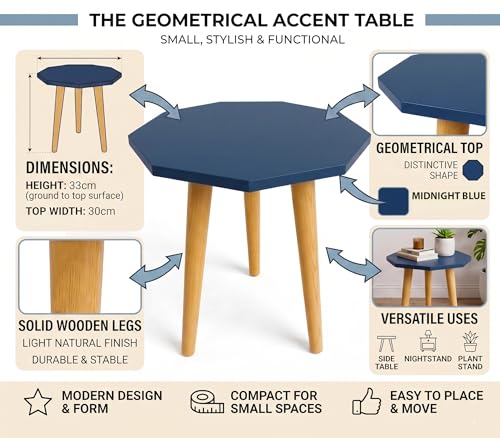 Image of UHUD CRAFTS Multipurpose Wooden Foldable Side Table /End Table /Plant Stand /Stool for Living Room & Bedroom | Kids Play Furniture Table - Midnight Blue