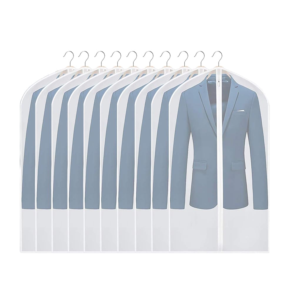 Kleidersack 5/10Pcs Hängen Staub Abdeckung Kleiden Kleidersack Anzug Mantel Lagerung Tasche Kleidung Staub Abdeckung Organizer Garderobe Hängende schrank Abdeckung KleidersäCke ( Color : 10 Pcs White