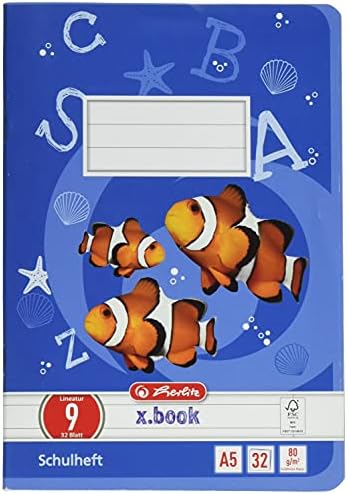 Herlitz Zeszyt A5 liniatura 09, papier bezdrzewny, w linie z marginesem, 80 g/m², 32 arkusze, biały