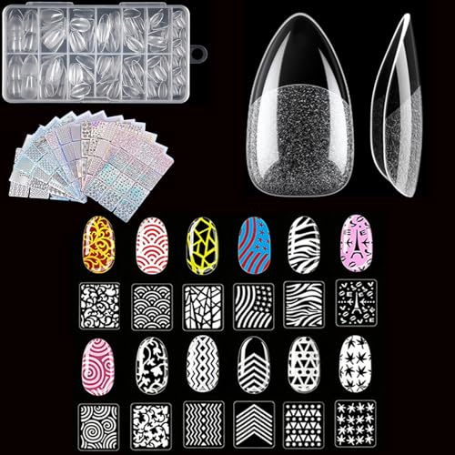 174-piece set Suitable for Nail Art Pens Set, Includes 150 Nail Art Stickers And 24 Nail Art Templates With 72 Different Designs, Diy Salon 12 Sizes
