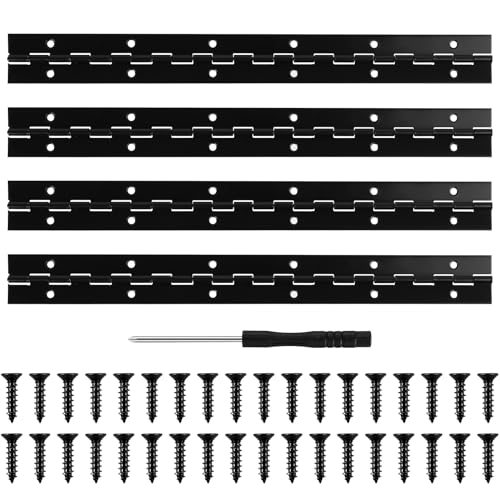 4 Pcs Charniere Piano, 300 x 30 mm Charnières Pliables, Charniere Porte Lourde, Charnières de Portes à Bande pour Piano Porte Armoire Meuble, avec Vis et Tournevis(Noir)