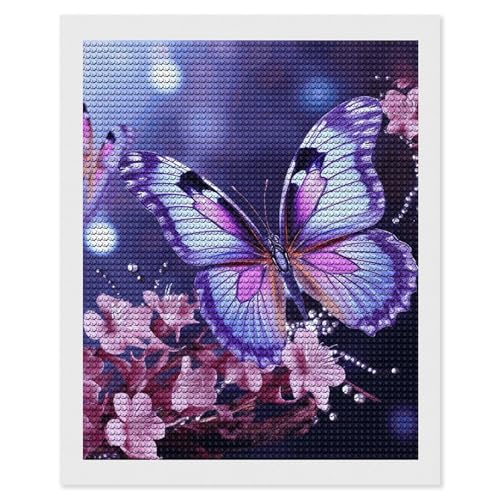 Kit peinture diamant 5D papillon violet Broderie diamant 40x50 cm avec outils pour salon
