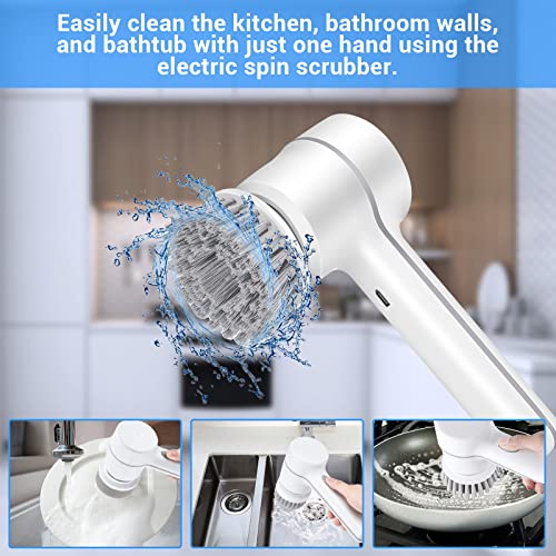 Jieerxi Electric Spin Scrubber - Electric Cleaning Brush,Electric Shower Scrubber,For Cleaning Tub, Floor, Wall, Tile, Window, Sink, Kitchen Cleaning With 5 Replaceable Cleaning Brush #TOP4