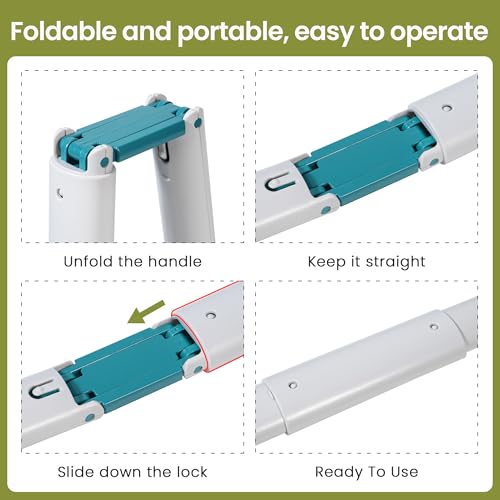 Image of Dog Pooper Scooper Portable with Bag Attachment, One Handed Foldable Design, Includes 120 Waste Bags and Dispenser, 28 Inch Handle for Grass Yard Gravel Cleanup (Green)