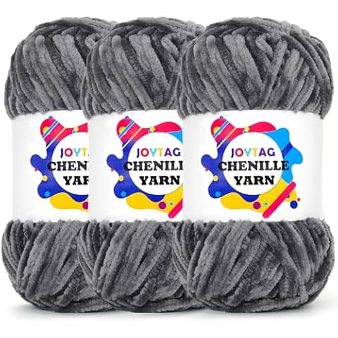 Velvet Chenille Yarn for Crocheting Dark Grey Velvet Yarn Fluffy Yarn Plush Yarn Thick Bulky Chunky Chenille Velvet Yarn Soft Baby Blanket Yarn for Crocheting Hand Knitting 3 * 100g-Dark Grey Cover