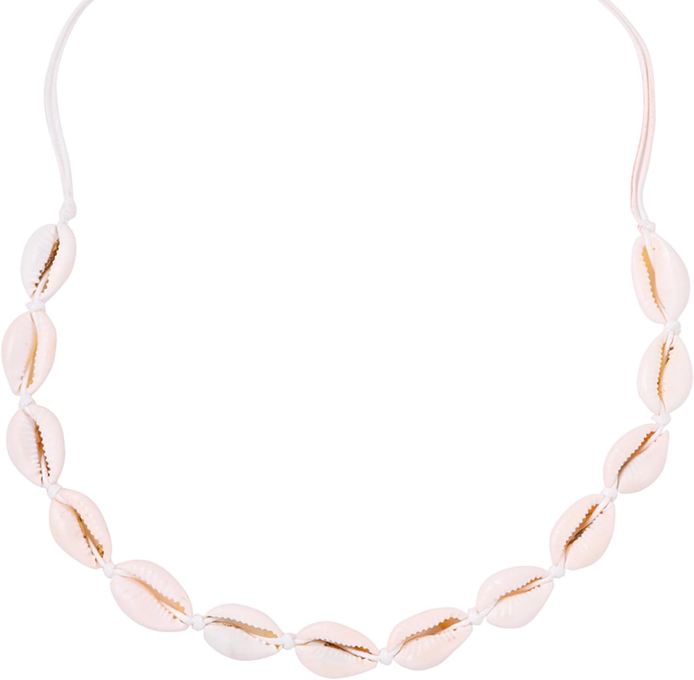 Women's Cowrie Sea Shell and Base Metal Handmade Beach Stylish Choker Necklace (White, YCFJNK-153SHELL-WH)