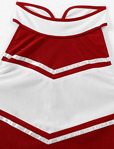 ACSUSS Womens 2PCS Cheerleading Costume Sleeveless Top with Knife Pleated Mini Skirt Outfit Sets Red Small