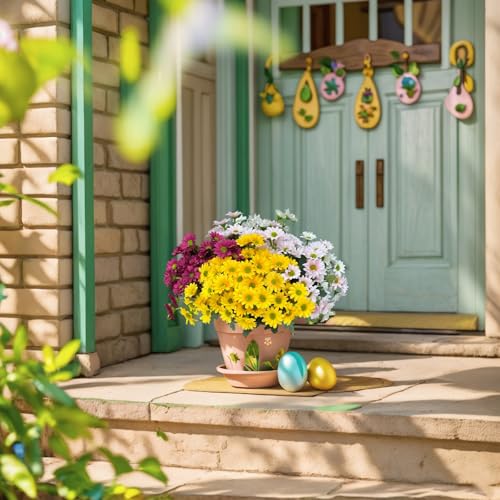 Artificial Mums Flowers for Outdoors, Fake Plants for Outside Decor - image 9