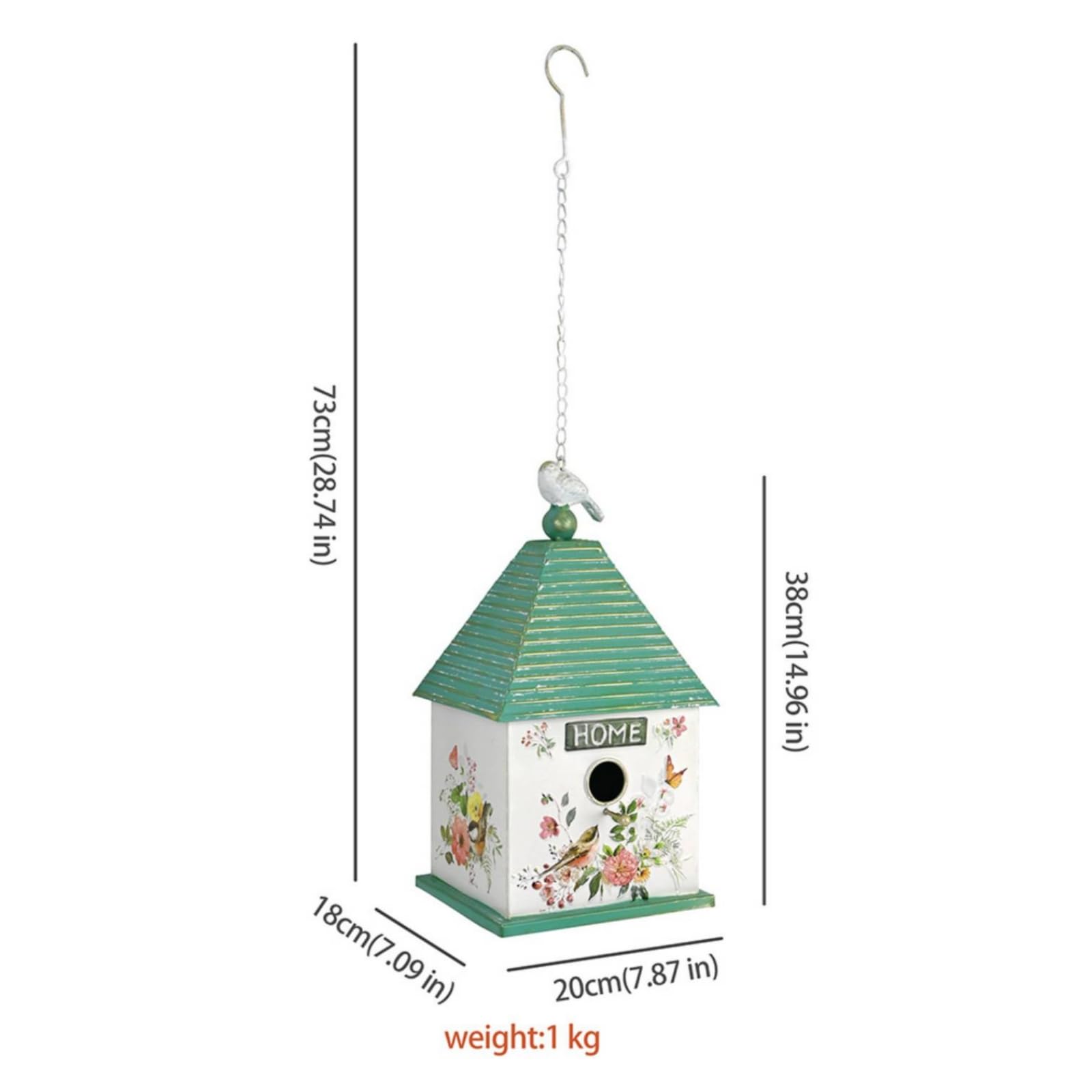 Pequeña Casa Pájaros Hierro Exterior Casa Pájaros Colgante Rústico Refugio para Aves para Balcón, Patio