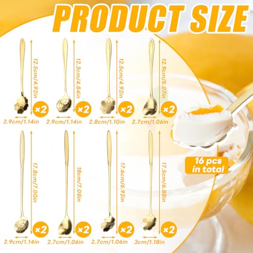 Cuillères à café en acier inoxydable doré de qualité supérieure de 12,4 et 17,3 cm