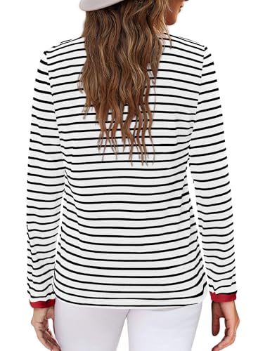 ONLYSHE Women's Casual Striped Long Sleeve Tops Crew Neck Knit Basic Loose Fit T Shirts Fall Fashion Tunic Outfits