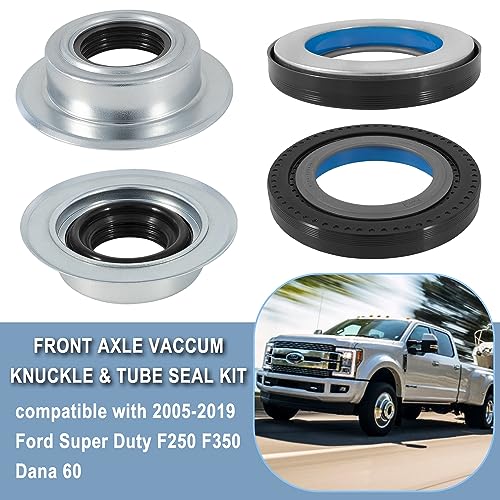 Front Axle Vaccum Knuckle Seal & Hub O-Ring & Dust Seals Kit Compatible With Ford Super Duty F250 F350 F450 F550 Dana Super 60 (2005-2019) by Hihitomorrow - Image 2