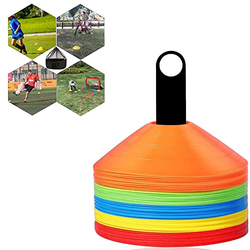 TOOYOO 50 Stück Sports Markierungshütchen,Multi-Sportarten Training Markierungsteller Und Halter |Fußball Zubehör |Markierungsscheiben,Fußballhüttchen,Fussball Trainingszubehör,Hütchen Sport,Fußball Cover