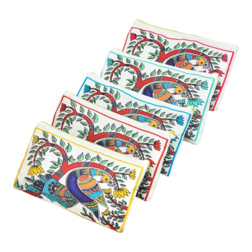 Image of Traditional Embroidered Zipper Purse for Women | Return Gifts for Baby Shower, Haldi, Mehendi, Wedding | Multicolor Ethnic Pouch Set