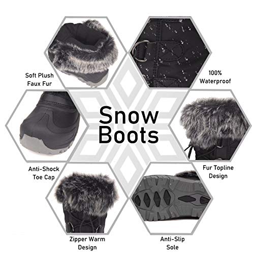 HugRain Warm Winter Snow Boots with Fur Lined Faux for Toddler Kids2