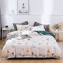 Groupon Funda Nordica Odot Funda Nórdica Cama 150 - Funda de Microfibra Edredon 220x240 cm 3 Piezas con 2 Fundas de Almohada 50x75cm, con Estampado a Reversible de Dinosaurio con Cremallera