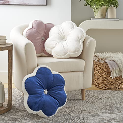 Mina Victory Sofia Velvet Sherpa Flower Blush 17" X 17" Throw Pillow #TOP4