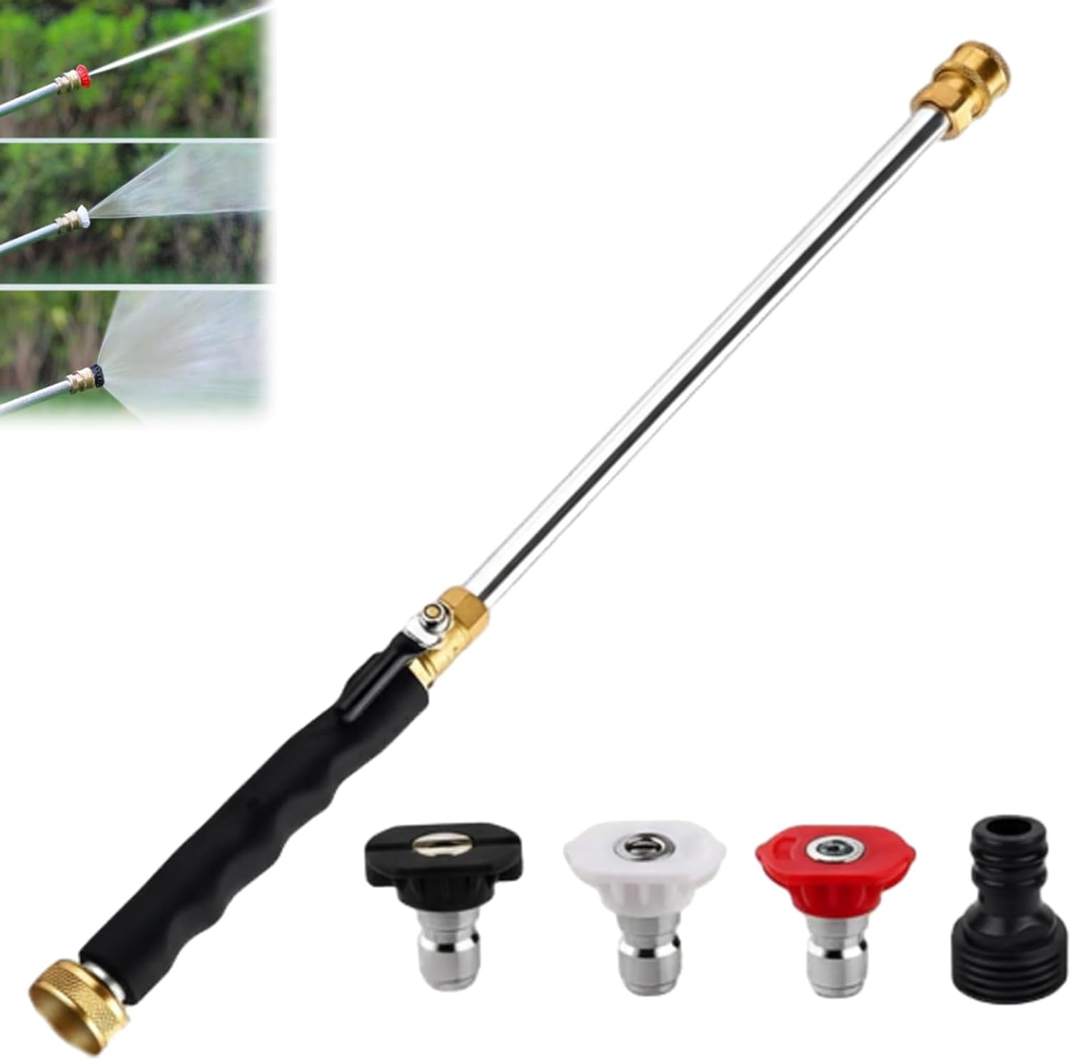 High Pressure Hose Nozzle, Jet Nozzle Power Washer for Garden Hose, Garden Hose High Pressure Washer with 3 High-Pressure Nozzles, for Car Washing Patio Garden Outdoor Cleaning (Black)