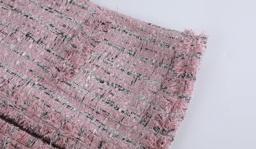 ebossy Women's Elegant Open Front Round Neck Fringed Plaid Tweed Jacket4