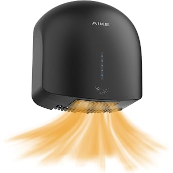AIKE GentleAir Hot Air Hand Dryer Quiet for Home & Bathrooms AC220V-240V Midnight Black