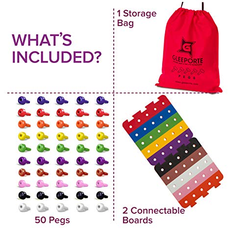 Patterned Stacking Peg Board Set Toy | Jumbo Pack | Montessori Occupational Therapy Early Learning for Fine Motor Skills, Ideal for Toddlers and Preschooler, Includes 50 Plastic Pegs & 2 Boards